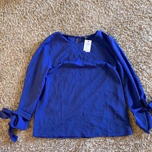 NWT-COBALT BLUE BLOUSE WITH BOW SLEEVES